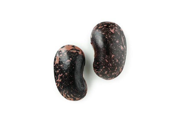 Two black beans isolated on white background.