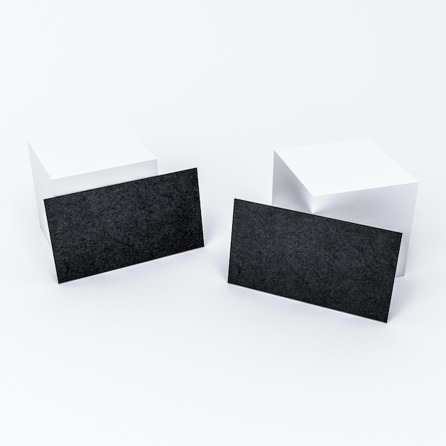 Two Black business cards Mockup on modern background, 3d rendering