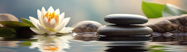 Two black stones in water