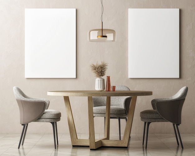 Two blank posters in dining room