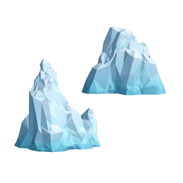 Two blue icebergs on a white background