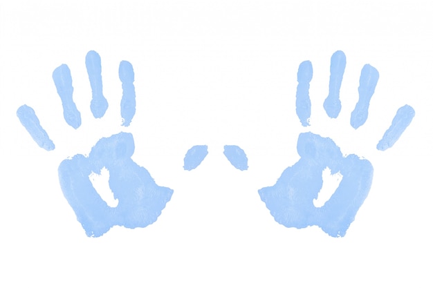 Two blue symmetric handprints