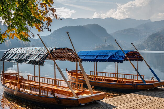 Two boats on the mountain lake