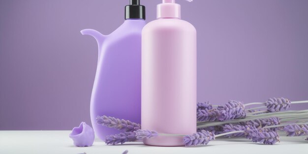 Photo two bottles of lavender and a lavender bottle