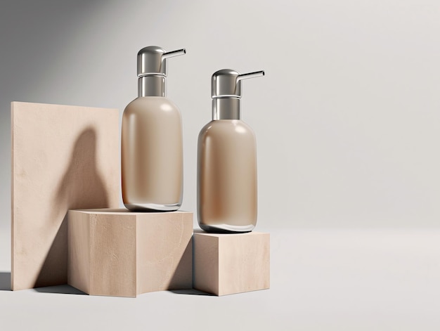 Two bottles of lotion are displayed on a white background