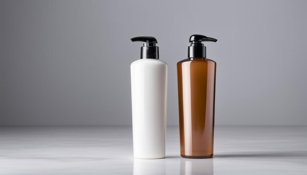 Two bottles of lotion on a counter