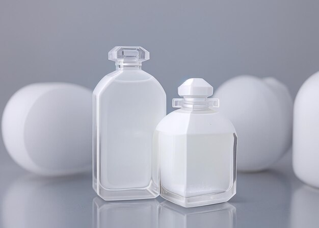 Two bottles of perfume on a white surface