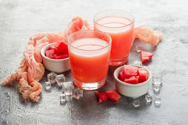 Two bottles of watermelon juice