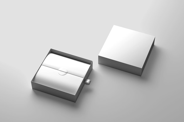 two boxes are open and one is white