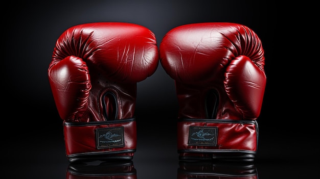 two boxing gloves on wooden table