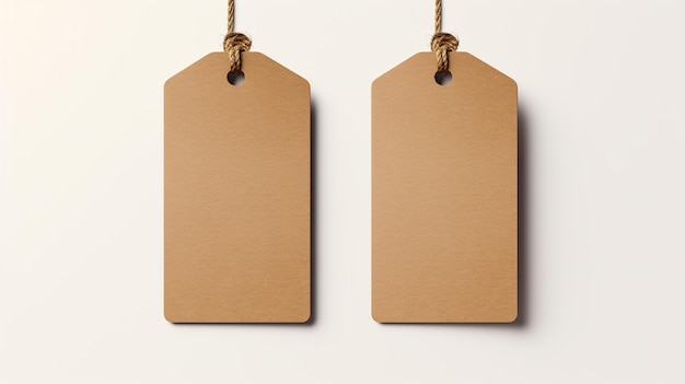 Two brown sale tag or label on isolated image