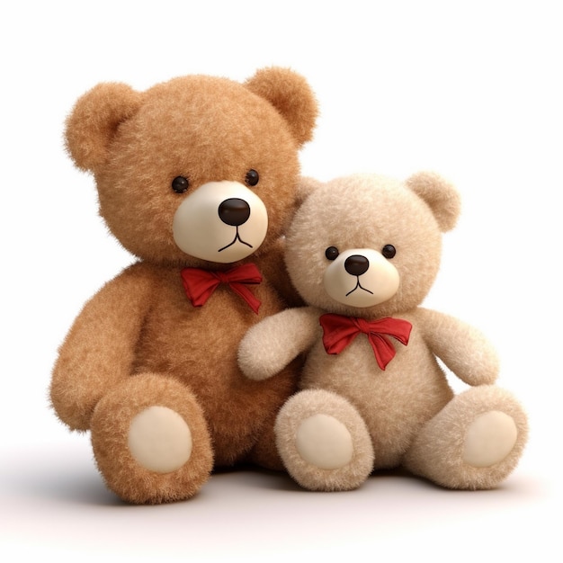 two brown teddy bears one brown one brown has a red bow tie