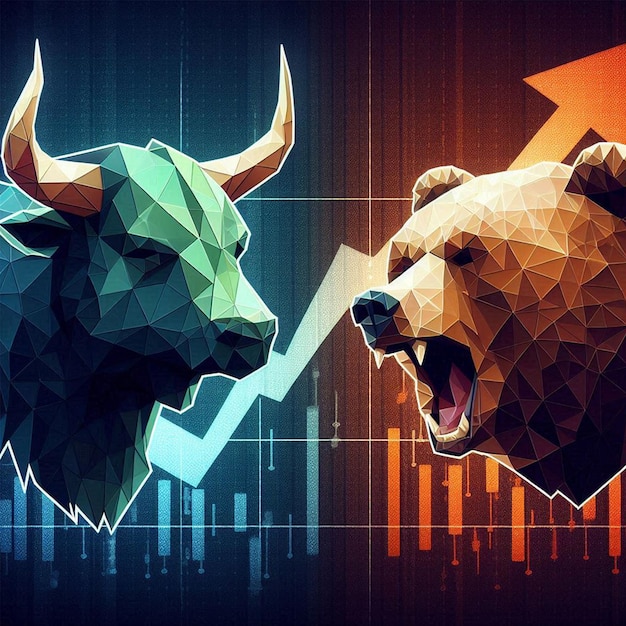 two bulls with a graph on the top of them