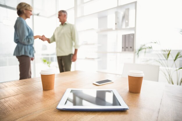 Two business colleagues shaking hands