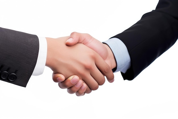 Two business man shaking hand in white background