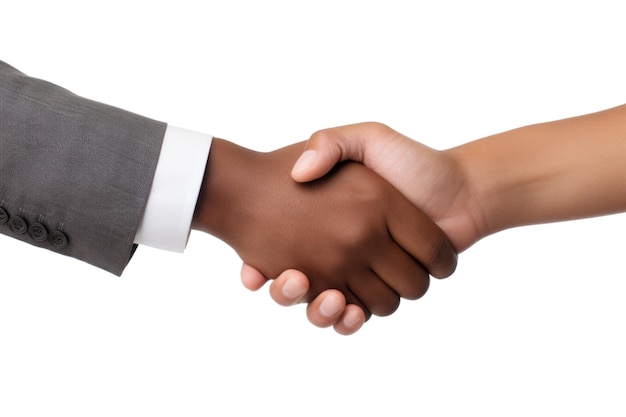 Two business man shaking hand in white background