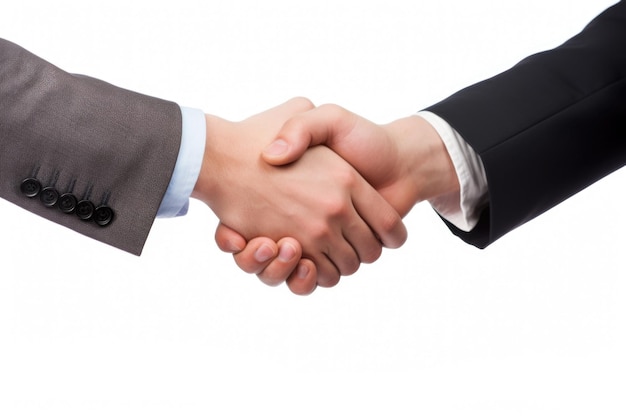 Two business man shaking hand in white background