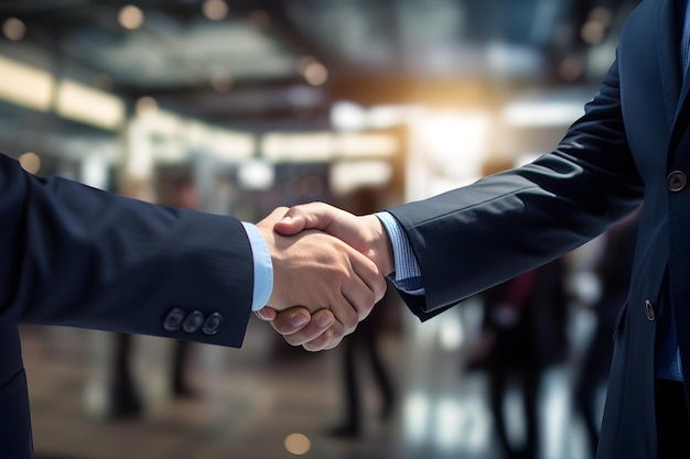 Two business men handshake after deal