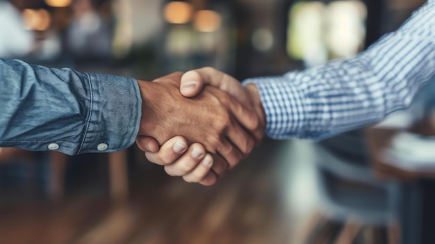 Two business people shaking hands in agreement