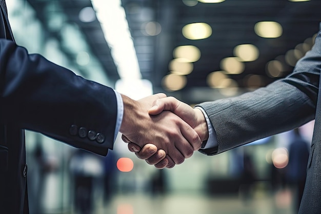 Two business people shaking hands Generative AI