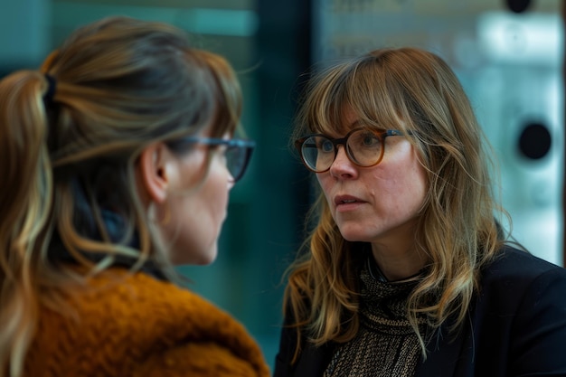 Photo two business women discussing