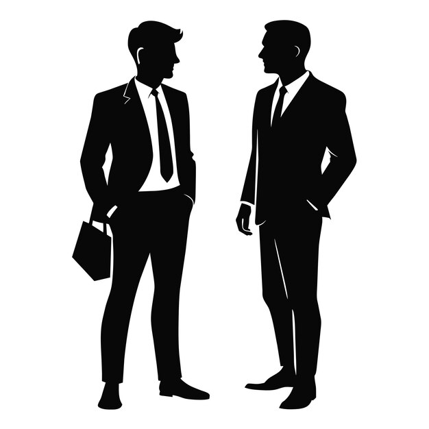 Photo two businessman talking silhouette illustration