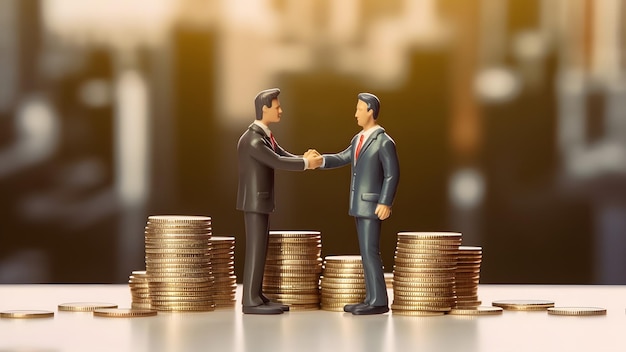 Two businessmen shake hands after a successful business deal A successful large contract money