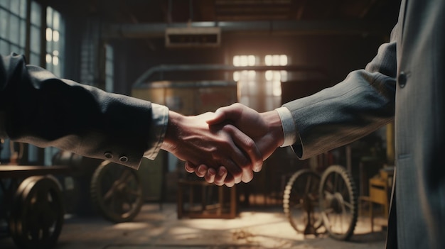 Two businessmen shake hands Handshake deal symbol Business concept Contract signing Generative ai