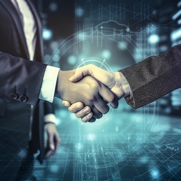 Two businessmen shake hands Illustration AI GenerativexA