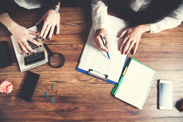 Two businesswomen working