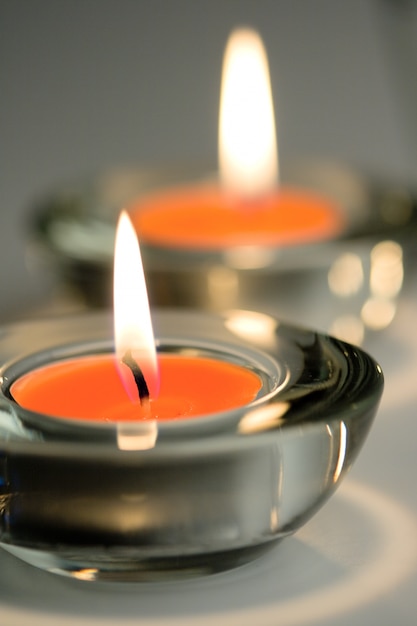 Two candles flaming