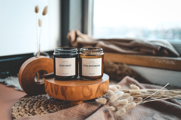 Two candles in a home interior