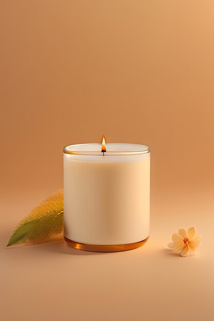 Two candmade candles from paraffin and soy wax in glass with wooden wick and dry herbal isolated on