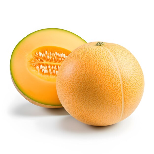 Two cantaloupe melon isolated on white background