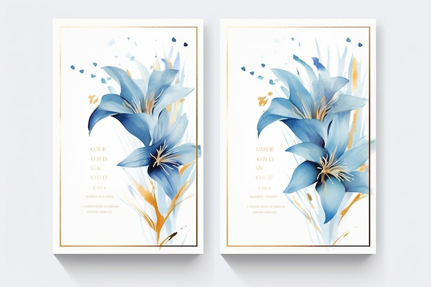 two cards with blue flowers on them with the words " calligraphy " on them.