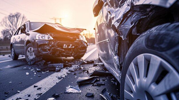 Two Cars After Collision Showing Significant Damage