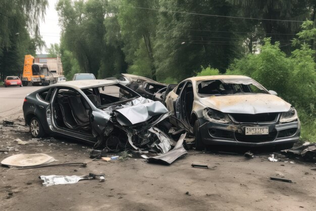 Two cars are damaged in a crash in the city of novosibirsk.