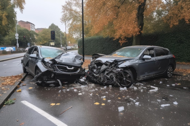 Two cars are in a parking lot and one is being crushed by a car.