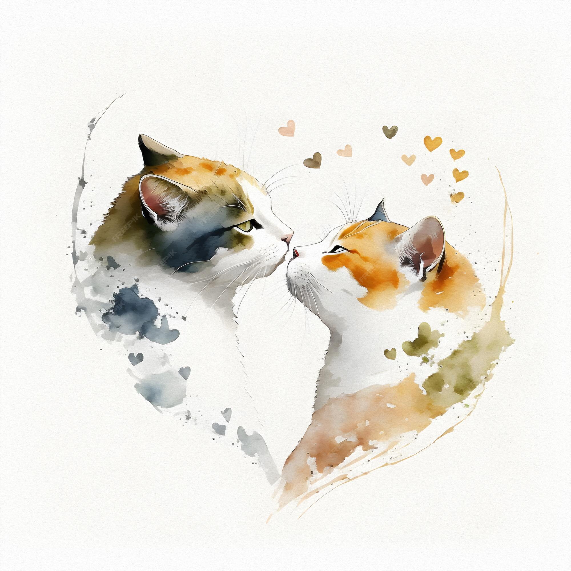 The Cats are Kissing. Icon for the Day of Lovers Stock