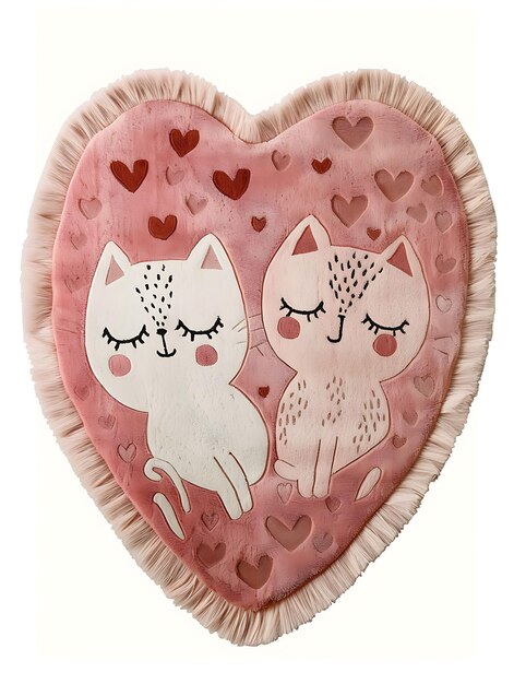 Photo two cats with eyes on a heart shaped item