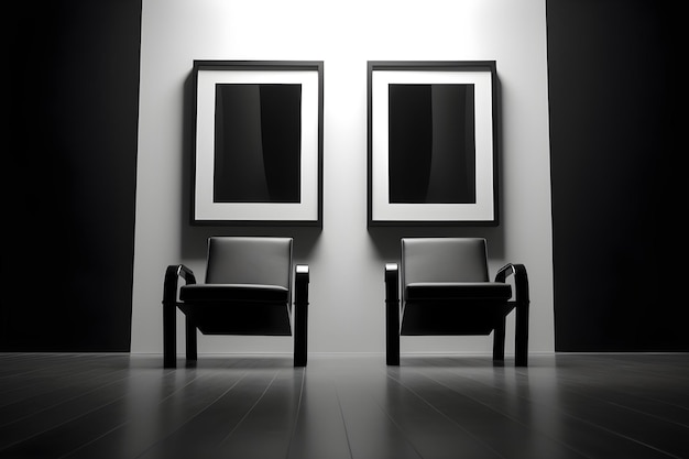 Foto due sedie in una stanza con una cornice
