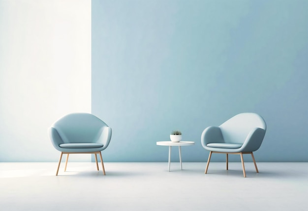 Two chairs sitting on a gray padded floor