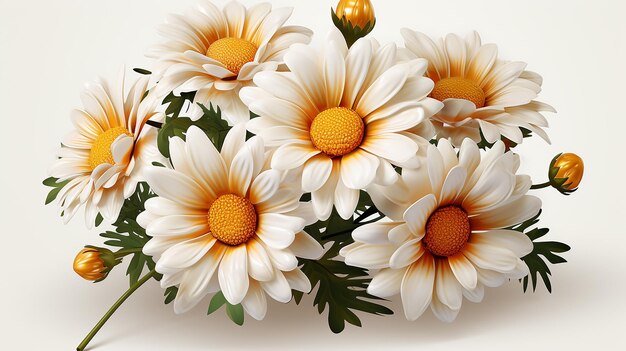 Two chamomile flowers on transparent background Realistic illustration of daisy flowers