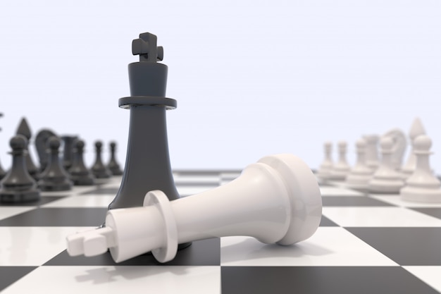 Two chess pieces on a chessboard