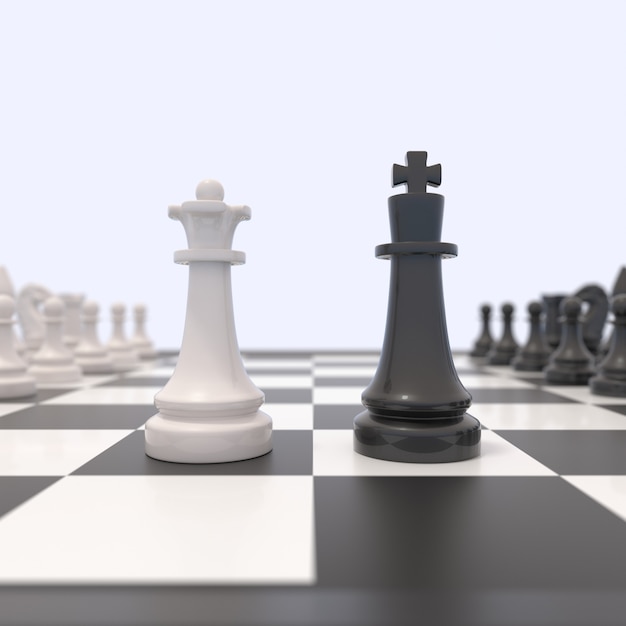 Two chess pieces on a chessboard