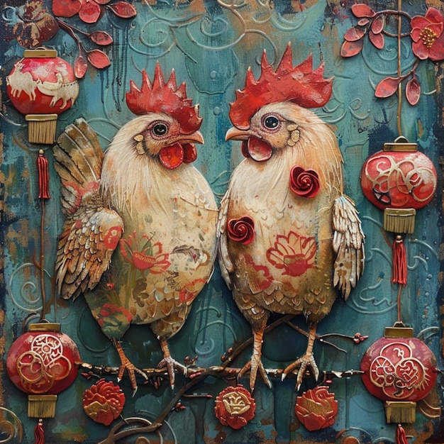 two chickens are shown with one that says quot hen quot