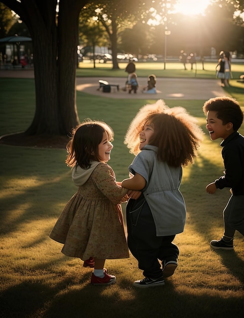 a two children playing in the park with each other