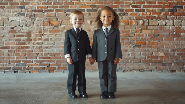 Two children with business suits Memorandum of understanding for doing business in the conference room