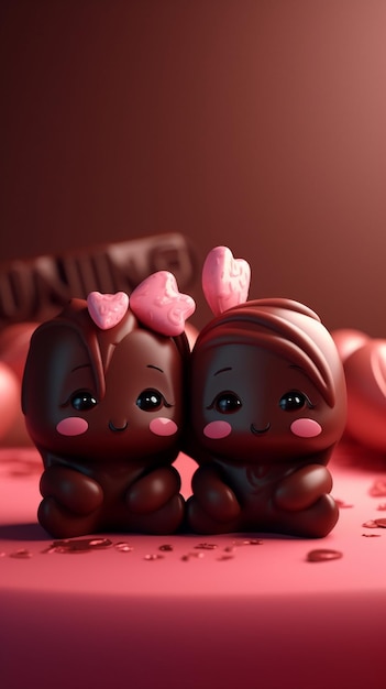 Two chocolate figures with the word chocolate on the top.