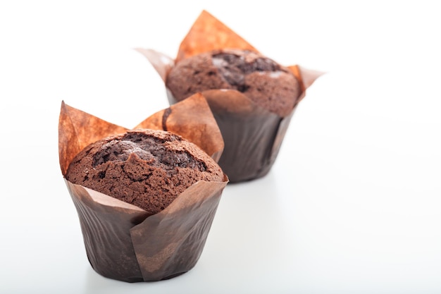 Two chocolate muffins